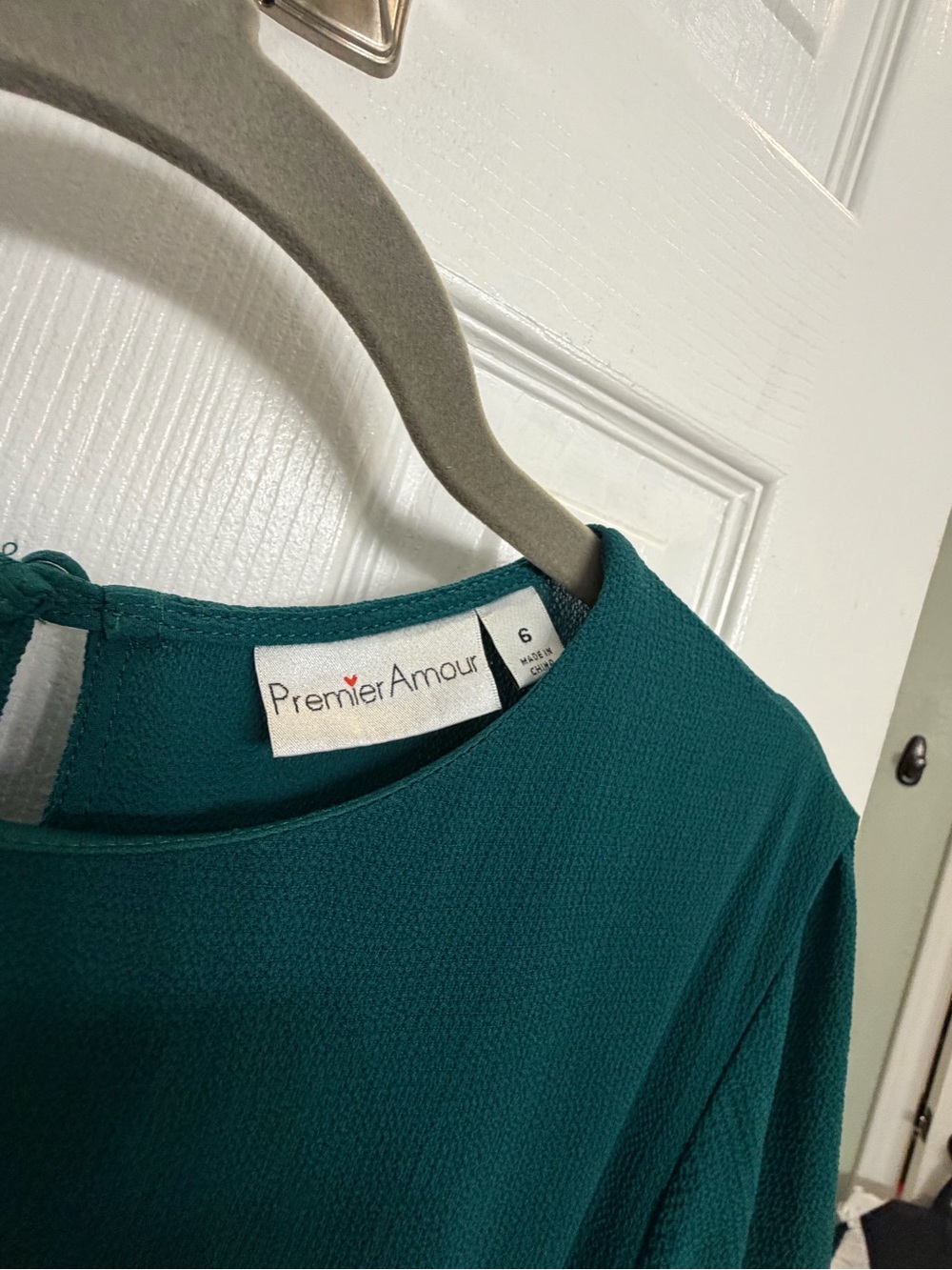 Premier Amour Teal Green Long Sleeve Tie Waist Dress Size 6 - Picture 5 of 5
